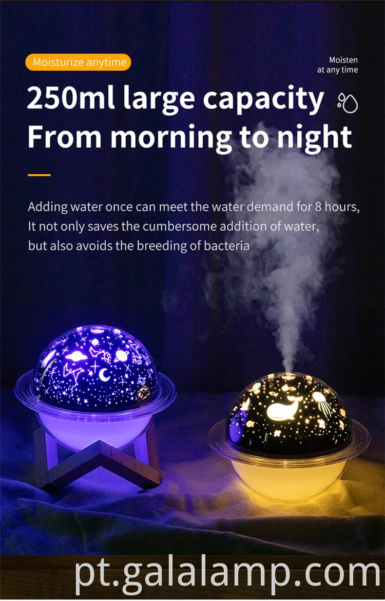 Planeta Night Light umidificador, USB, com suporte, umidificador